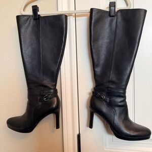 Naturalizer Black Wide Calf Knee High Heeled Boots Size 8
